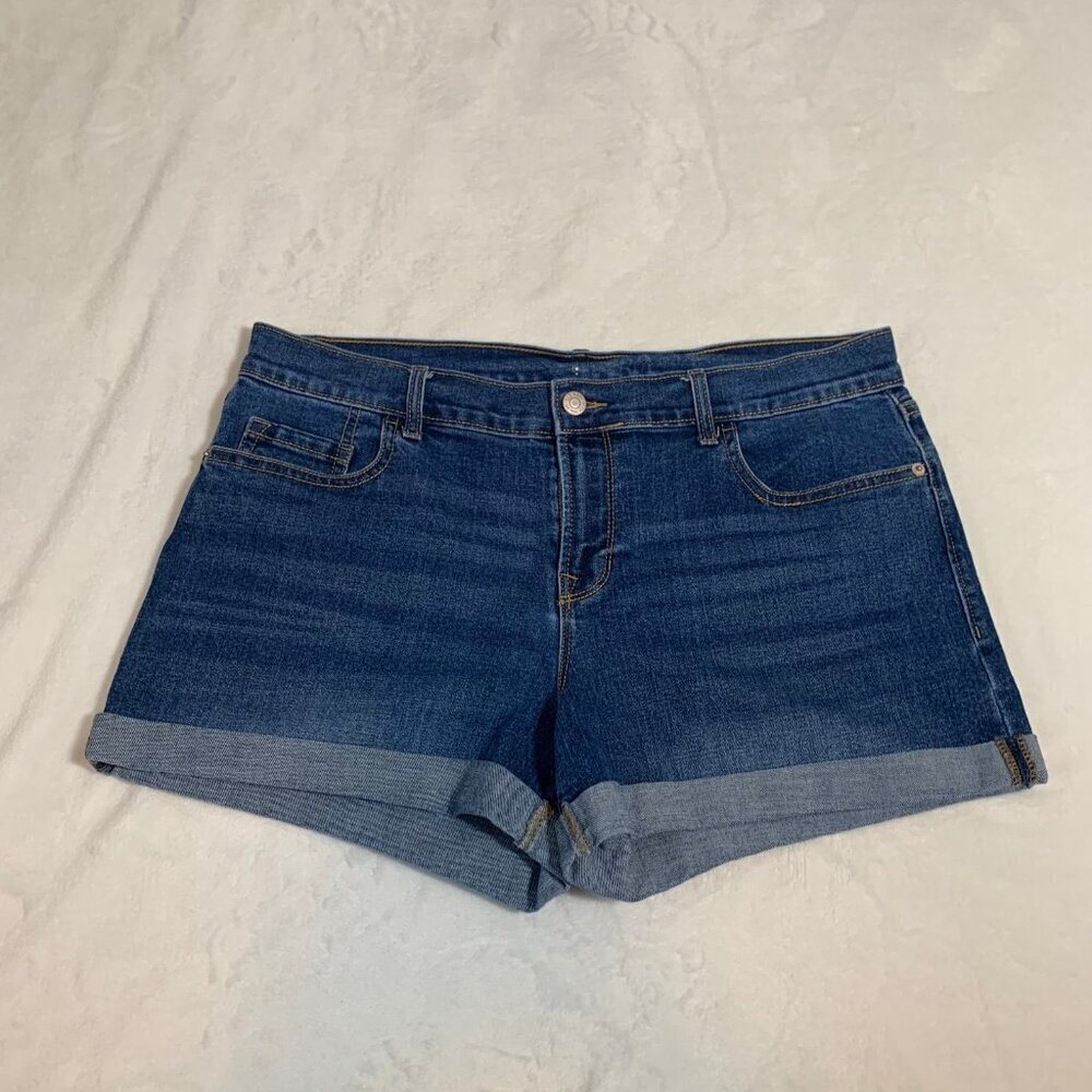 Old Navy The Drew Short Women 12 Blue Dark Wash Cuffed Denim Shorts